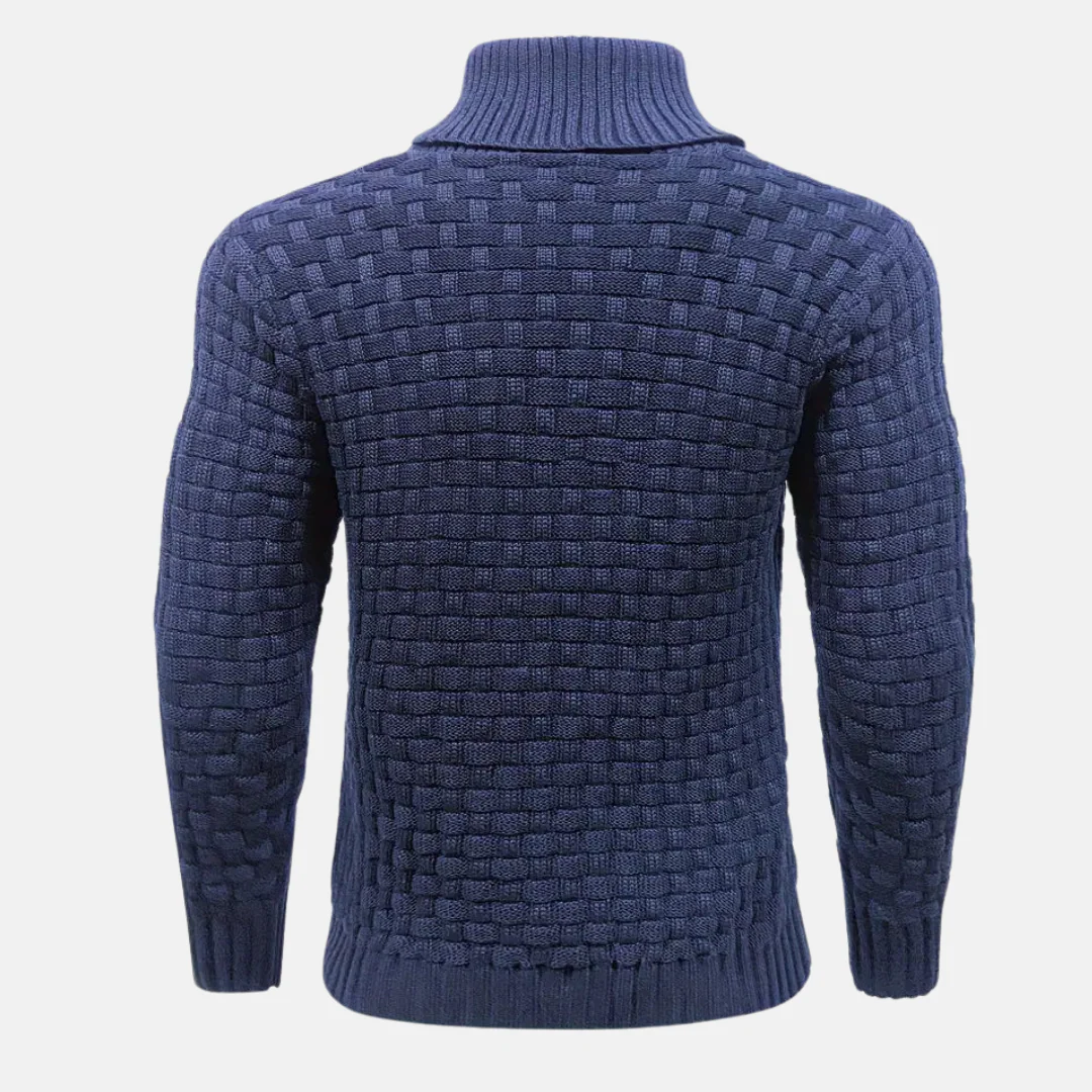 Pull homme avec col et boutons – Pull en maille à motif texturé – Image 8