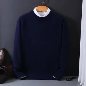 Pull Homme Uni à Col Rond – Coupe Élégante et Style Intemporel
