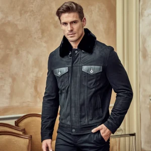 Veste d’Hiver Homme – Manteau Vintage Chaud avec Doublure en Fausse Fourrure