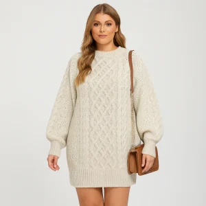 Robe Pull Tricotée pour Femme – Chaude, Élégante et Confortable