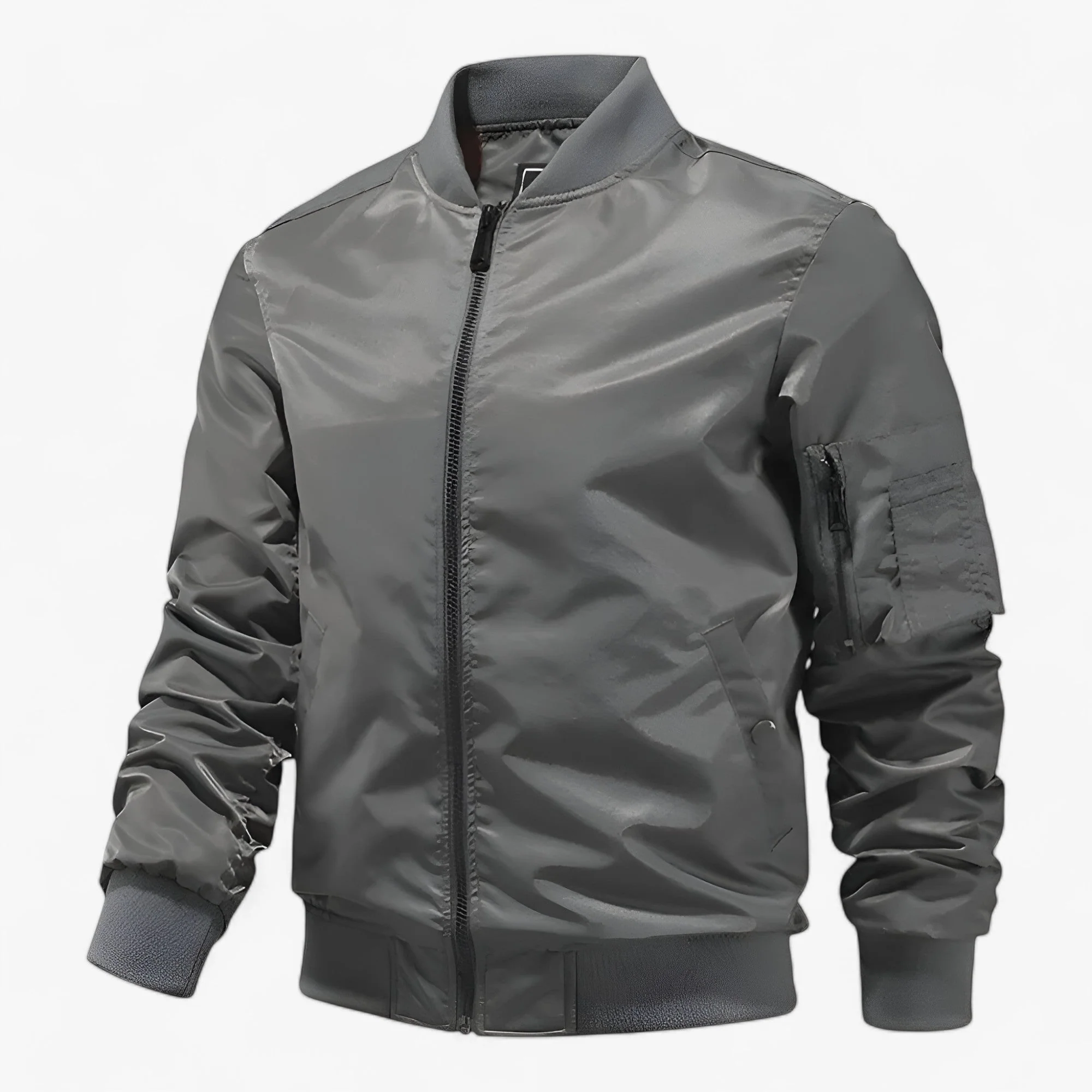 Blouson bomber homme – Veste brillante élégante avec fermeture éclair et poches – Image 9