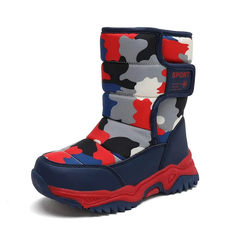 Bottes d’hiver enfant – Bottes de neige chaudes camouflage avec semelle antidérapante – Image 2