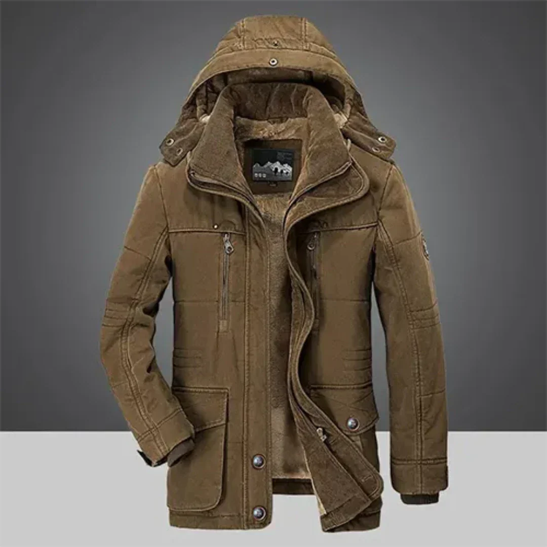 Manteau d’hiver homme avec capuche – Parka chaude à doublure douce – Image 4