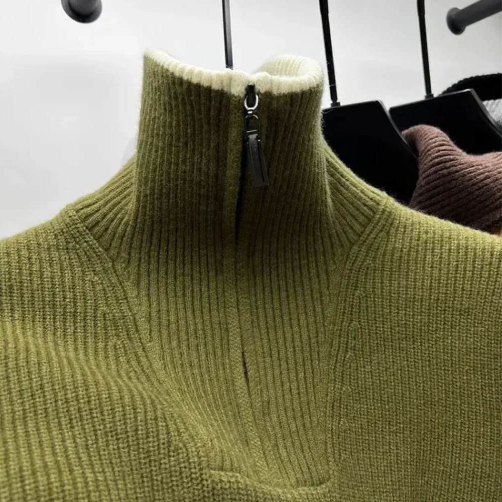 Pull homme à demi-zip – Pull en maille à col montant – Image 7