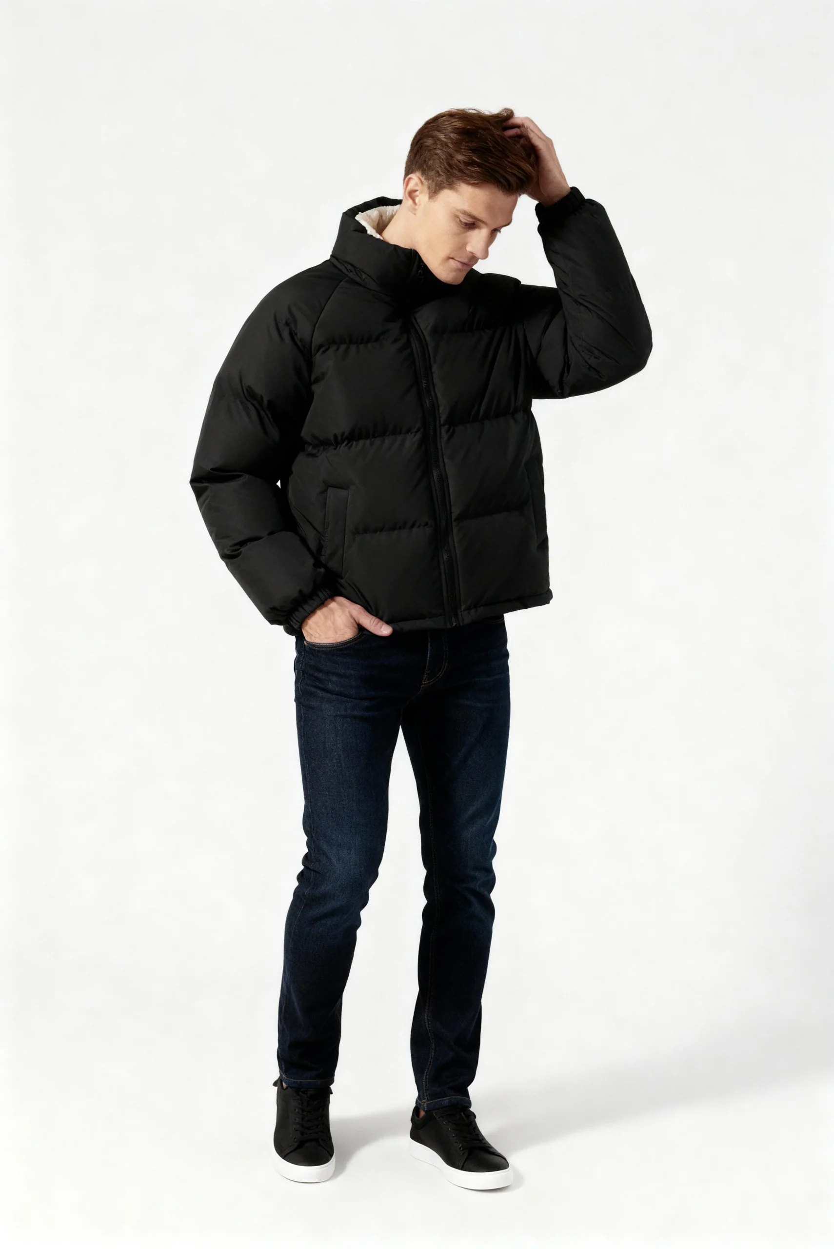 Veste d’Hiver Matelassée Homme – Manteau Chaud avec Col Montant et Doublure – Image 4