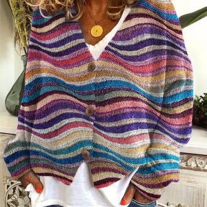 Gilet Femme Multicolore avec Boutons | Confortable & Élégant