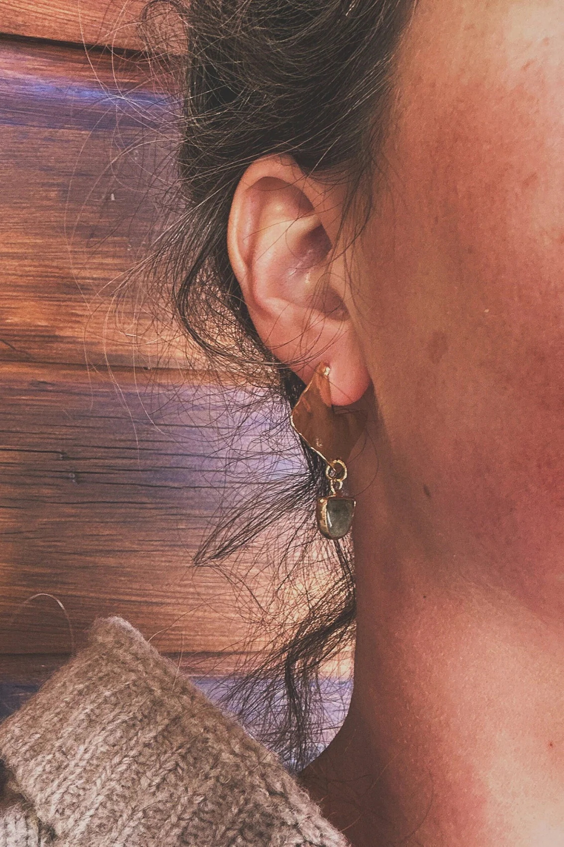 BOUCLE D'OR Boucles d'Oreilles Demi Cercle Labradorite – Image 3