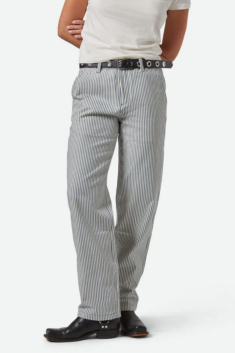 BRIXTON Pantalon Bedford - Bleu Azure Ligné